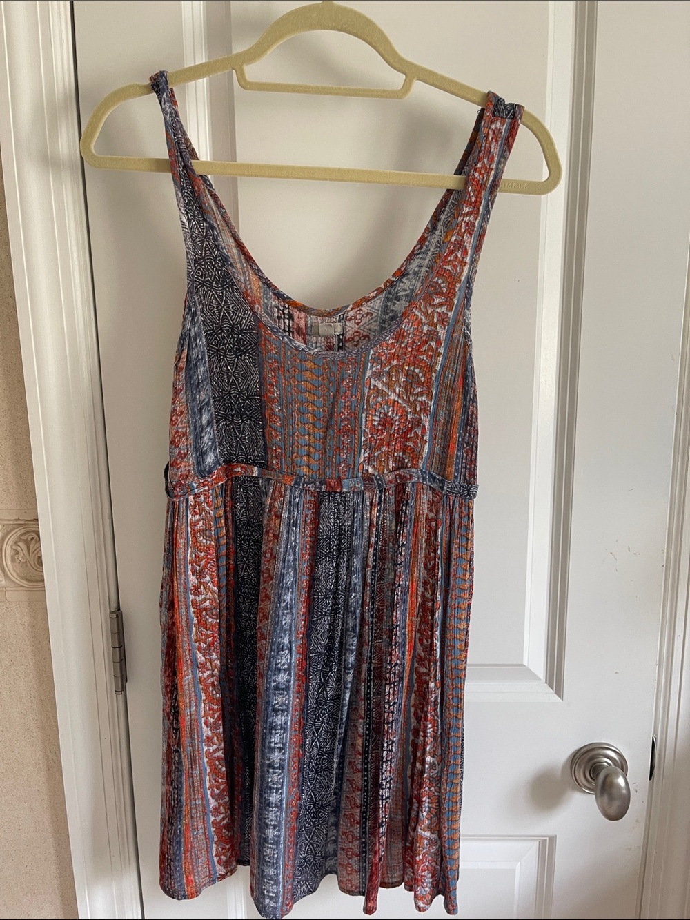 Aritzia Multicolor Striped & Floral Sleeveless Mini Dress - Blue & Red